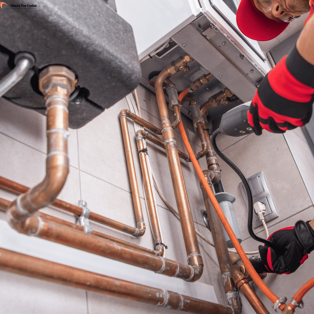 a man fixing central heating